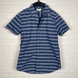 Tucker + Tate Short sleeve button down shirt blue white stripe size Large 10/12